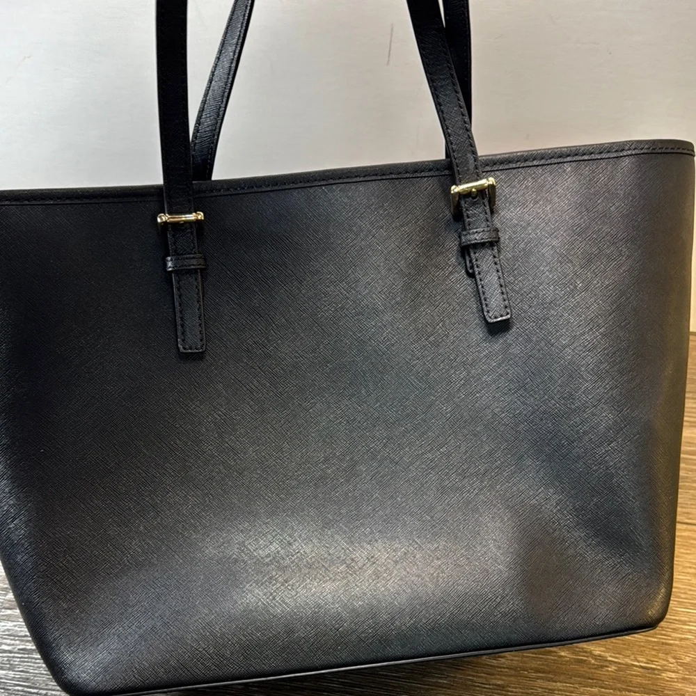 Michael Kors Black Saffiano Leather Tote with Gold Hardware